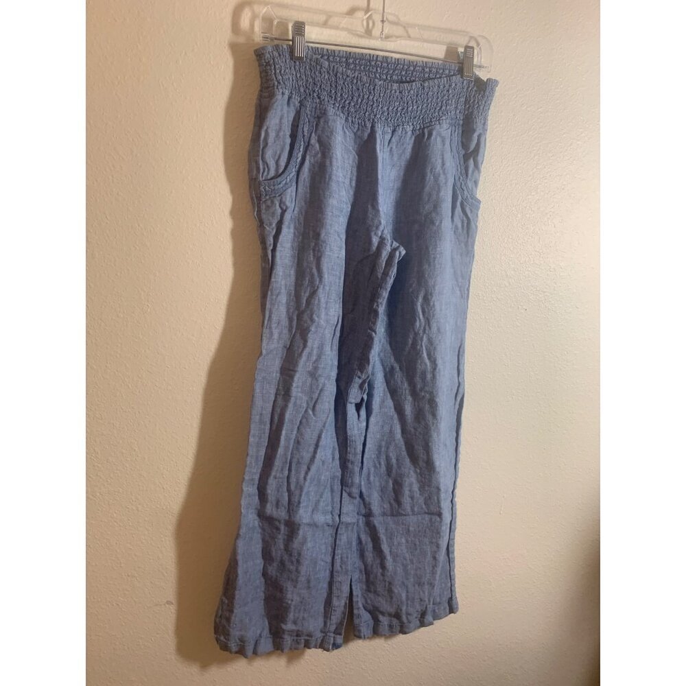 Jones New York Linen Chambray Pants Women's Size Small Blue Y2K Boho Cute AC7
